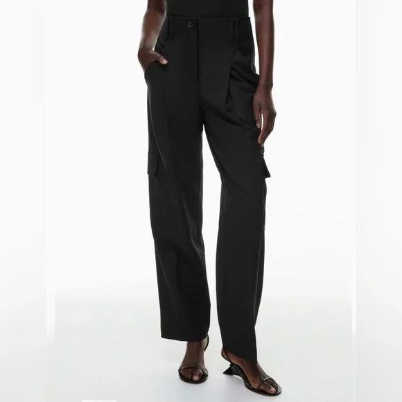 Aritzia Babaton Rojo Cargo Pant Black Size 6 Relaxed wool twill cargo pants - Picture 5 of 14